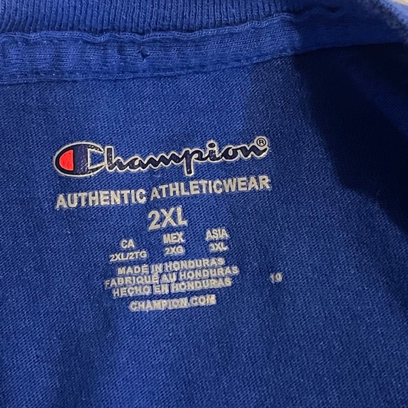 Champion Authentic Athleticwear Mens 2XL Blue Script Logo Graphic T-Shirt Gym - Picture 3 of 7
